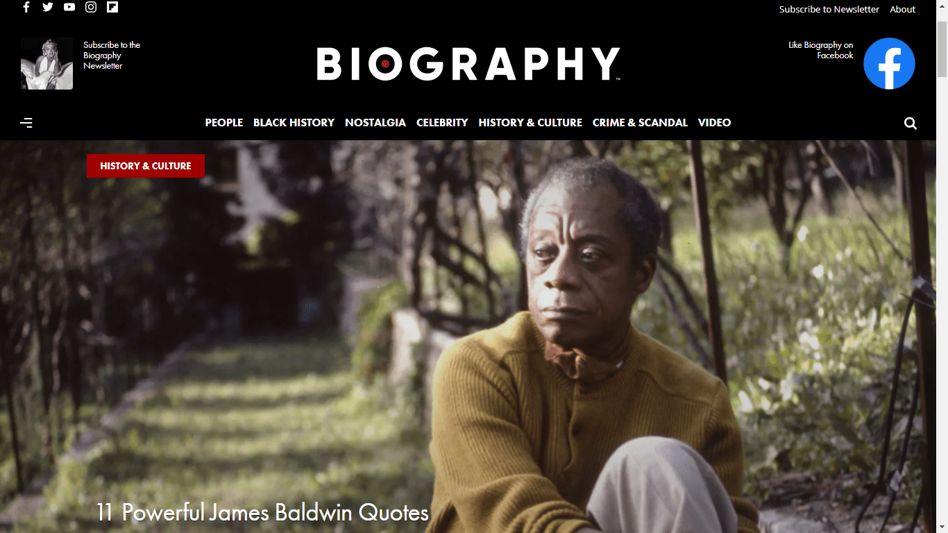 Biography.com Home page