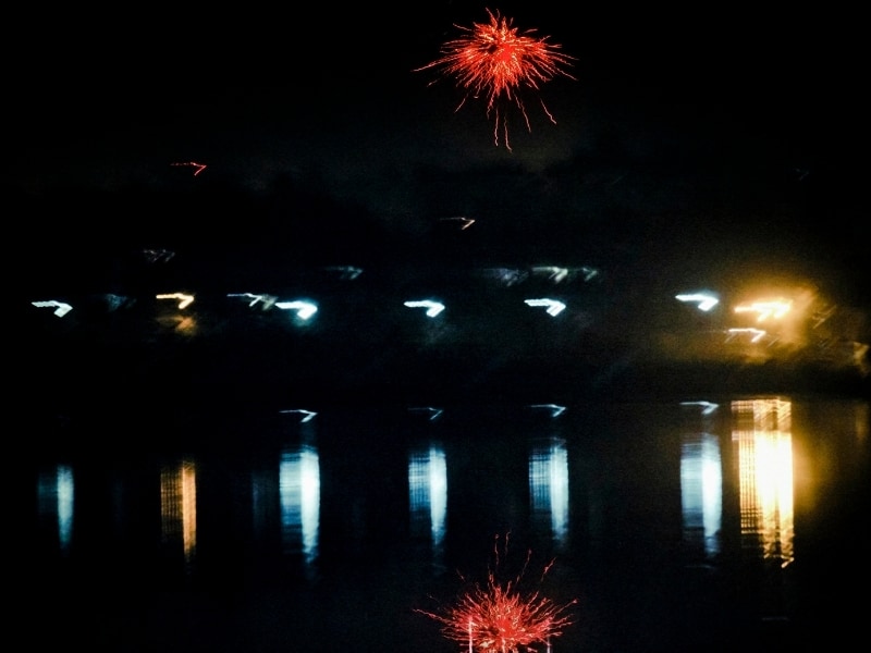 Picturesque view of Lake at Night