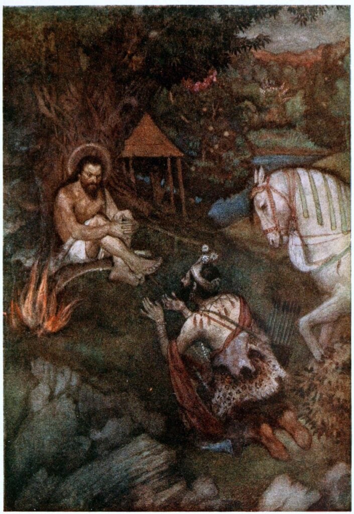 Vishwamitra and Harishchandra in forest