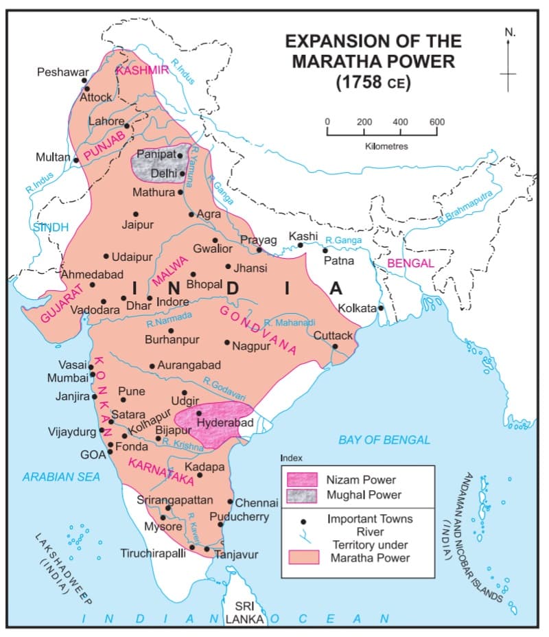 Map Informing Maratha Rule in Gujarat