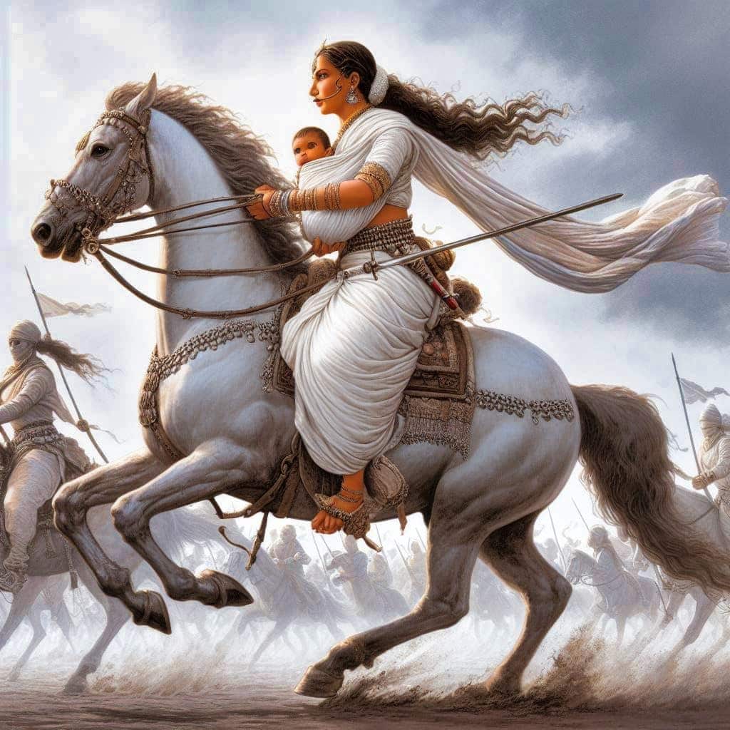Rani Lakshmibai Equestrian Painting