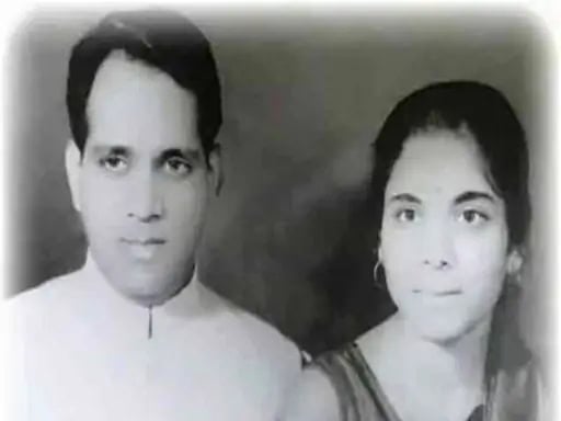 A rare early photograph of Sharad Pawar and his wife