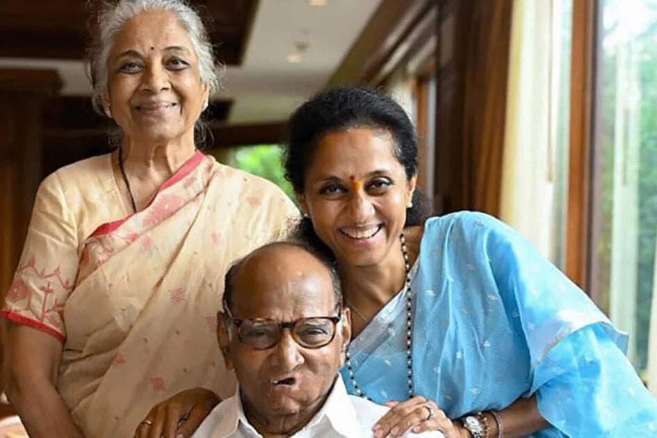 Sharad Pawar with his family, including his wife and daughter