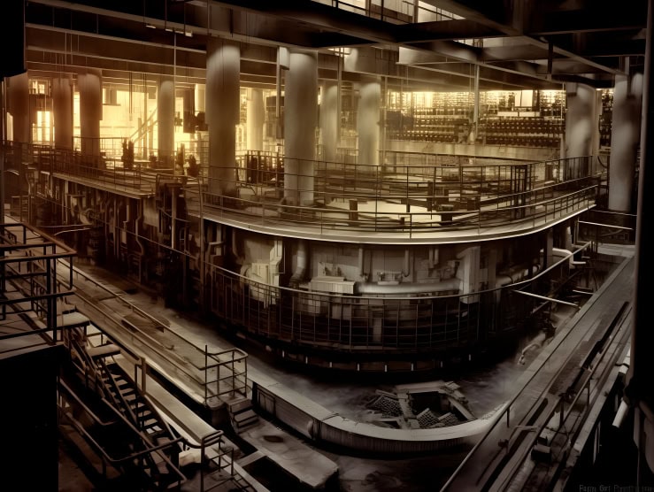 The Alpha I Racetrack at Y-12, part of the Manhattan Project's uranium-235 electromagnetic separation plant.
